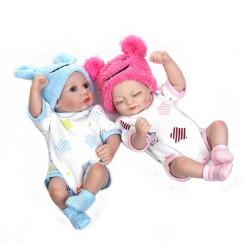 

Soft silicone reborn twins babies lifelike mini newborn girl boy baby doll birthday Party gift
