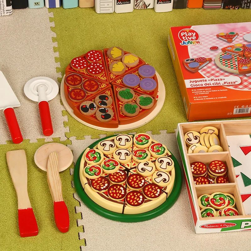 Американский деревянный качественный слайсер для резки пиццы, детский торт, кухонный игровой домик, игрушка