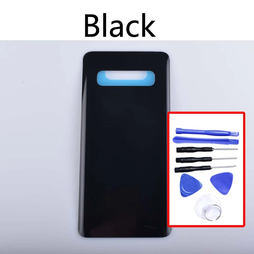 S10 Задняя крышка батареи для samsung Galaxy S10 G973 SM-G973 задняя крышка батарейного отсека Замена - Цвет: Black-With tool
