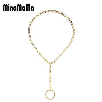 

Hip Hop Stainless Steel Square Chain Round Necklace For Women Lover's Casual Personality Circle Lariat Pendant Necklace
