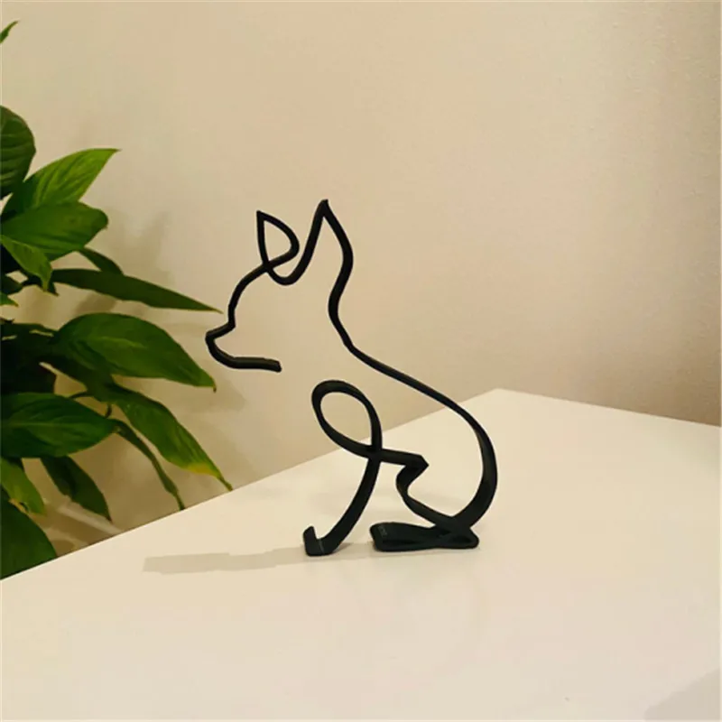 Wrought Iron Dog Ornaments Chihuahua Dog Metal Art Sculpture Figurines Exquisite Animals Art Statue Crafts Home Desk Decoration