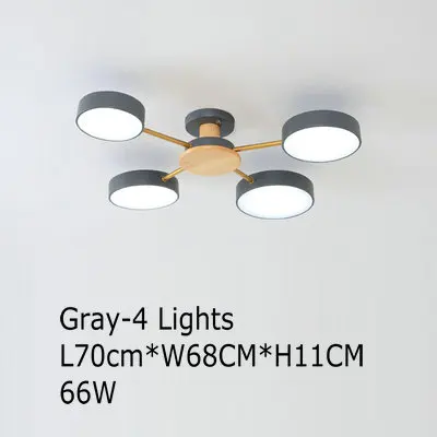 4 Lights Chandelier Скандинавский серый черный современный белый Потолочный светильник для спальни столовой AC110V 220V металлические бра японский деревянный потолочный светильник светодиодный - Цвет корпуса: 4 Lights Chandelier