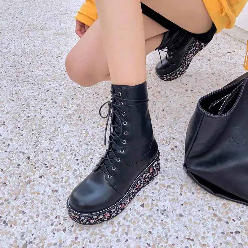 Bottes femme; сапоги до середины икры; женская зимняя обувь; натуральная кожа; цветные стразы; Высокий каблук; толстая подошва; сохраняющие тепло; botas mujer