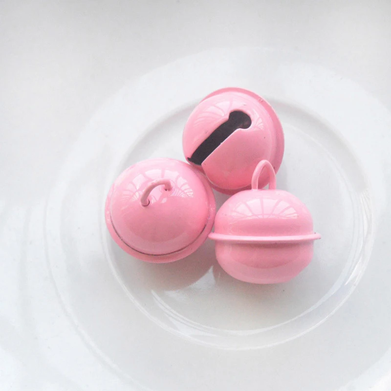 PINK C-20PCS 22 мм Рождественский колокольчик цветной железный металлический Джингл украшение в виде колокольчиков кулоны для животных Ключ DIY ремесла аксессуары ручной работы - Цвет: PINK