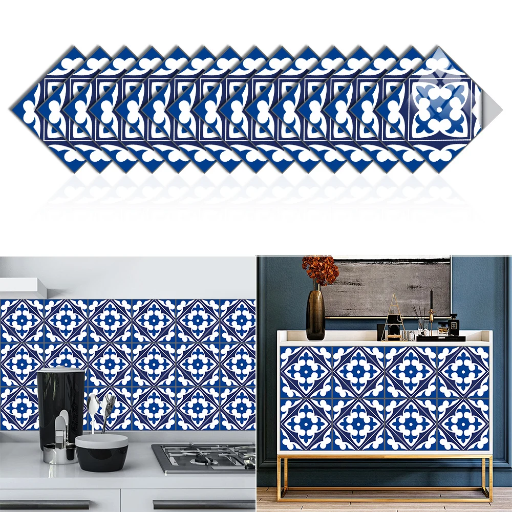 Wall Stickers Self Adhesive Wall Stickers Vinyl Stickers Vinyl Wall Stickers Self Adhesive Stickers Tiles Sticker Transfers 15pcs/set 8/12/15cm Europe Style Floor Tiles Diagonal Wall Stickers