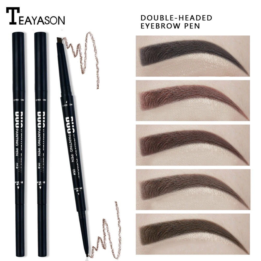 

5 Color Double Headed Eyebrow Pencil Ultra Fine 1.5mm Eye Brow Tatoo Tint Cosmetic Brown Black Waterproof Make Up Cosmetic TSLM2