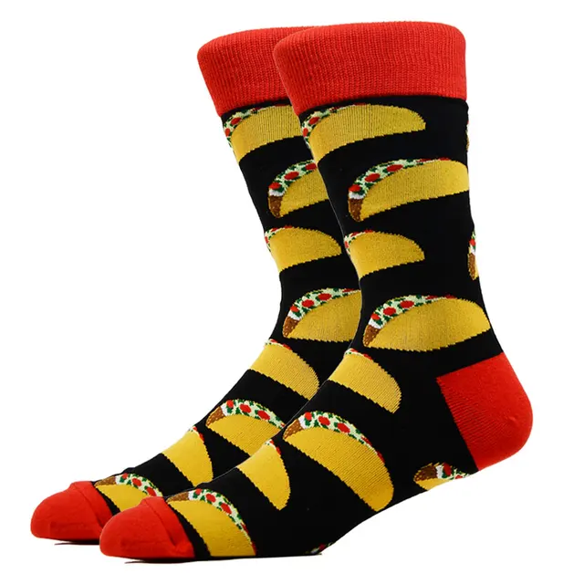 Burger Pizza Sushi Males Socks Fashion Cute Series Korean Harajuku Cartoon Funny Women Happy Cotton Cool Middle Tube Socks HK11050-3
