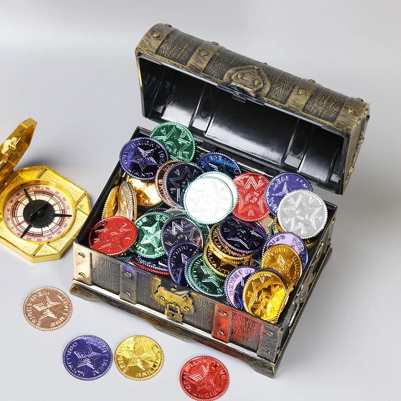 100Pcs Plastic Gold Treasure Coins Pirate Party Toy