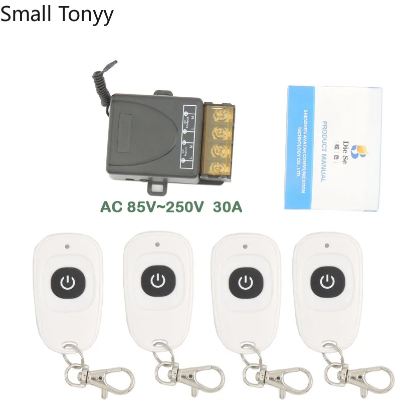 

RF Switch Remote Control High power AC220V 30A 6600W 1CH Relay Receiver and Transmitter for Garage/Farming/Factory Controller