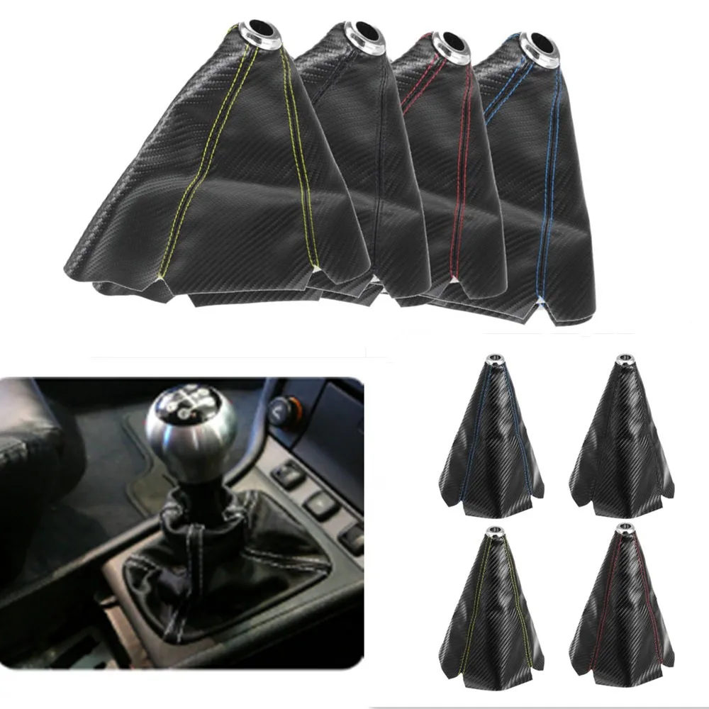

16mm 4 Colors Universal Leather Car Auto Gear Shift Collars Carbon Fiber Car Manual Shifter Gear Shift Boot Cover Gaiter