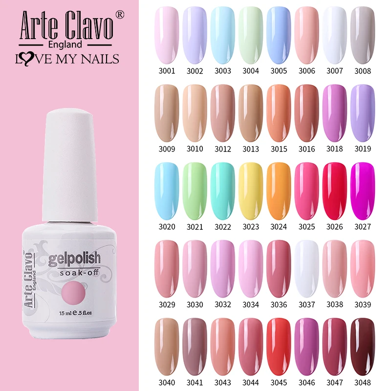 

Arte Clavo 15ML Nail Gel Summer Series Colorful Soak Off UV Gel Varnish For Nails Semi Permanent Nail Art Glue Gel Lacquer