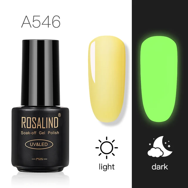 ROSALIND Nail Gel Polish Neon Luminous Hybrid Varnish Manicure Semi Permanent UV Gel Nail Art Base Top Coat Gel Nail Polish New RAA546