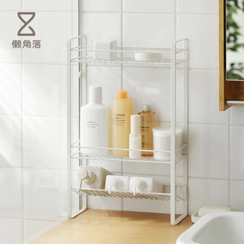 

Bathroom shelf flat multi-layer finishing shelfs iron inclined layer storage rack for kitchen and toilet bathroom organizer