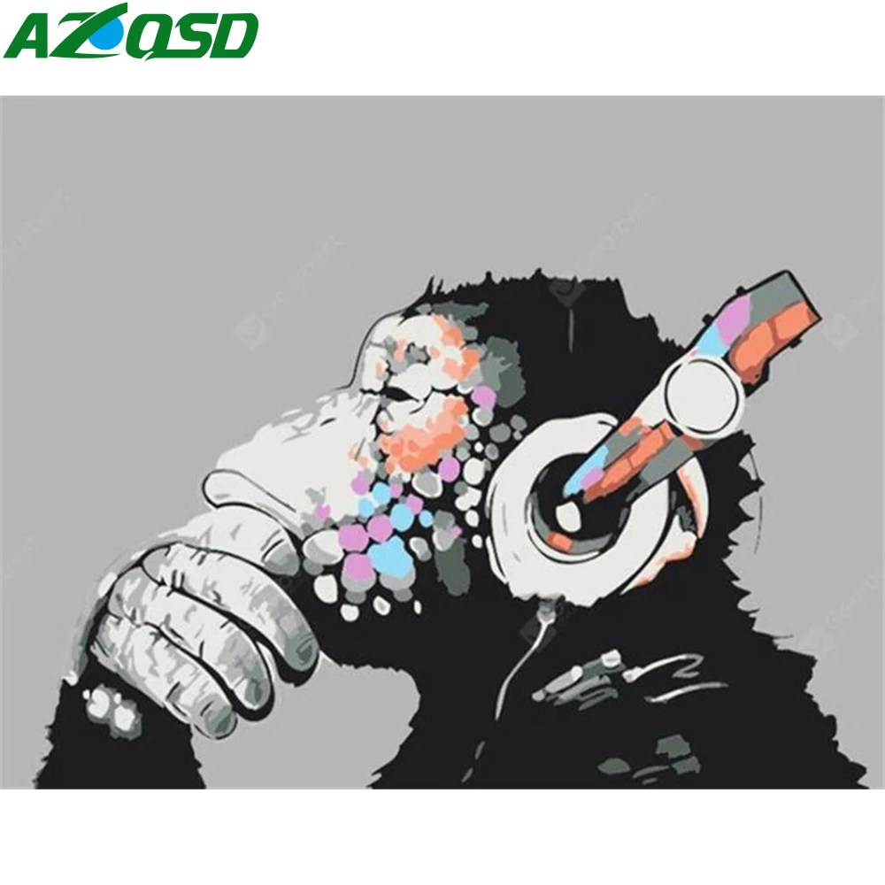 Раскраска по номерам AZQSD Горилла фотокартина животное на холсте ручная роспись