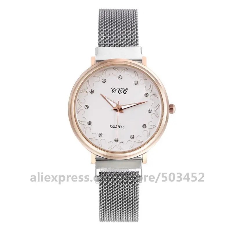 100 шт./лот 920549 CCQ горячая Распродажа простые Reloj Pulsera Mujer магнитные женские часы цветок грациозные женские часы для женщин - Цвет: silver