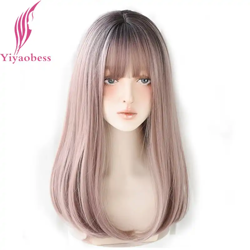 Yiyaobess Synthetische Perucken Fur Frauen Naturliche Haar Lange Gerade Schokolade Schwarz Braun Ombre Perucke Mit Pony Synthetische Nicht Lace Perucken Aliexpress