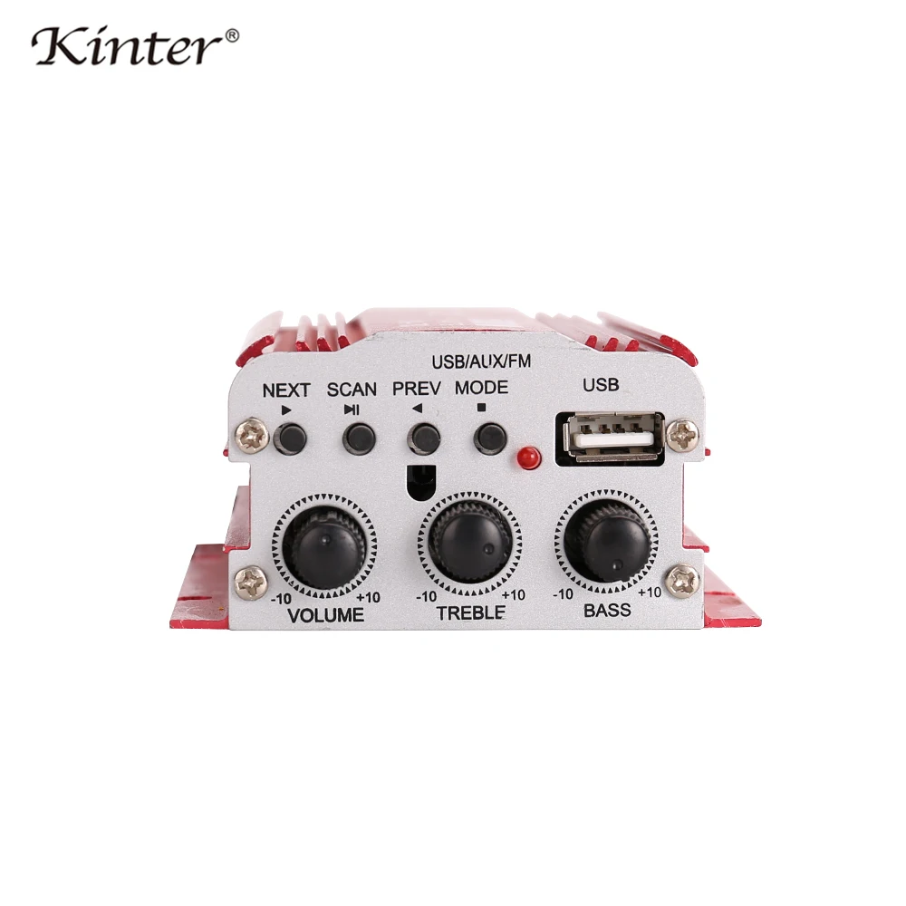 Мини Аудио Усилитель kinter MA 700 2 канала USB AUX FM радио 12 В 3 А алюминиевый корпус