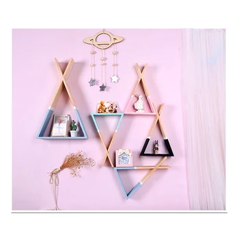 

Nordic INS Wooden Wall-mounted Storage Rack Home Decoration Storage Rack Wall-mounted Handmade Wooden Art Beautiful Storage Rack