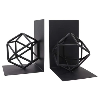 

1 Pair Bookends Decorative Book Ends Modern Geometric Design Book Stand for Library Office School Book Display