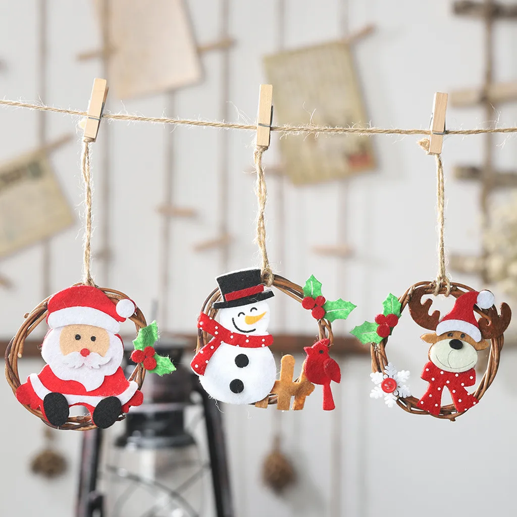Милые рождественские украшения не тканый ротанг кольцо подвеска подвесные Noel