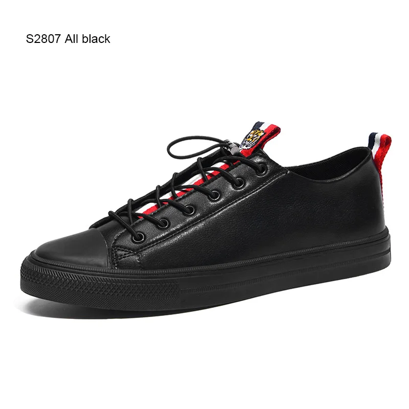 S2807 All Black Мужские дышащие кроссовки SUROM, летне-весенние повседневные износостойкие туфли с круглым носком, удобные белые туфли на плоской подошве - Цвет: S2807 All Black