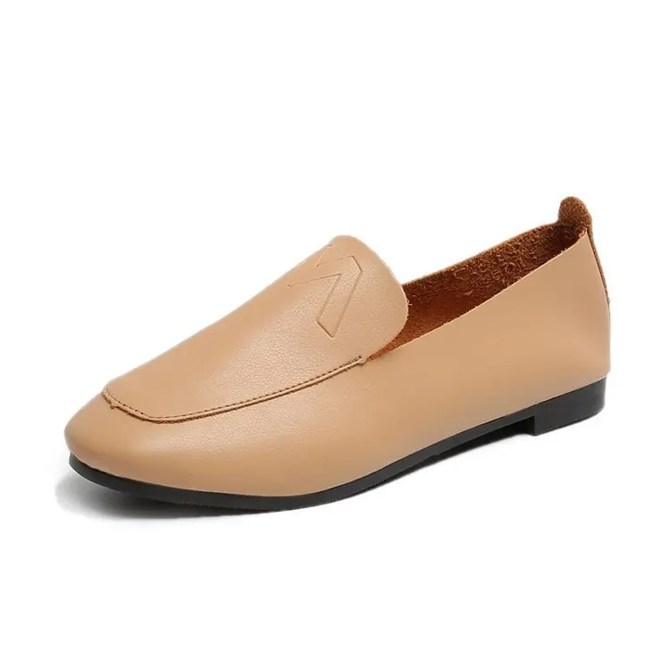 

2019 Early Spring New Style WOMEN'S Shoes Mouth Square Head Foot Covering Shoes Moccosins Work Simple WOMEN'S Leather Shoes Whol