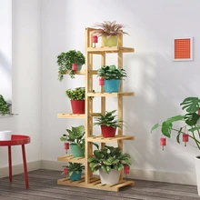 Многоэтажный крытый балкон мясистый цветочный горшок рама из массива дерева гостиная простота посадочного типа полка