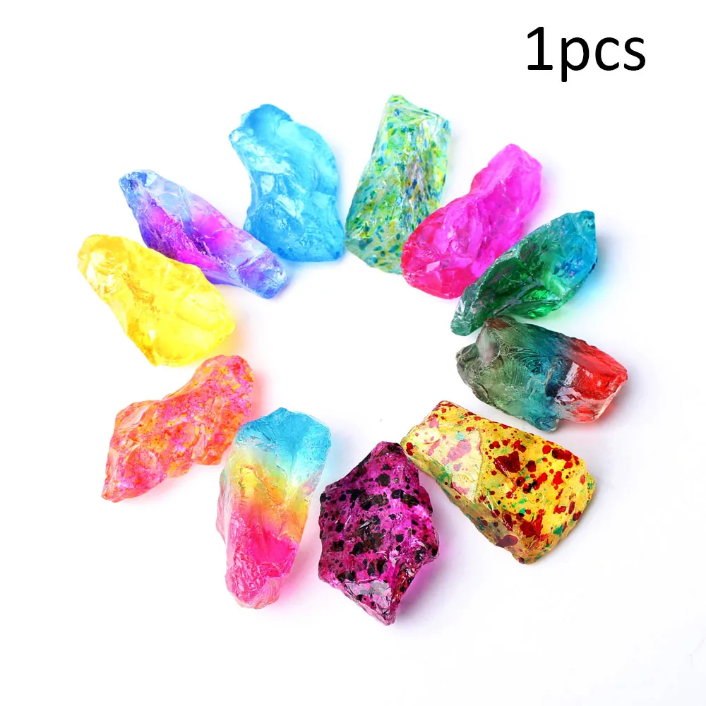 

1PC Chakra Electroplated Quartz Crystal Colorful Stone Irregular Rainbow Pendant Necklace Electroplating Gift Healing