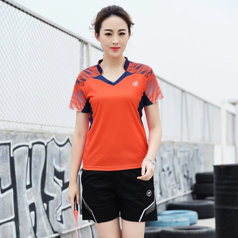 Woman 1 set Новые футболки для бадминтона для мужчин/женщин, настольные теннисные майки, спортивные футболки для бега, спортивные топы для фитнеса A131 - Цвет: Woman 1 set