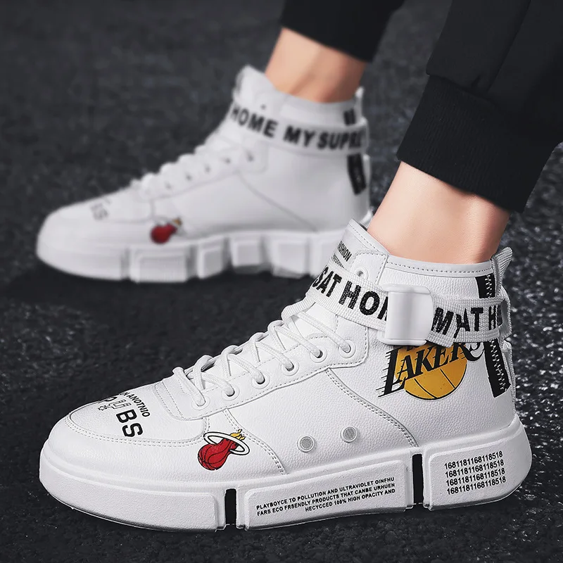 

Autumn Hip Hop High Shoes Men's Air Force One AJ1 Korean-style Trend High State of Shoes Couples Shoe Cool Trendy Shoes