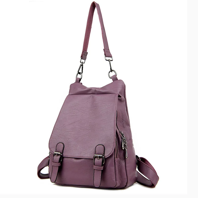 Purple2 Aosbos, женский рюкзак из мягкой кожи, модная повседневная Наплечная Сумка, рюкзаки, вместительные школьные сумки, одноцветная сумка - Цвет: Purple2