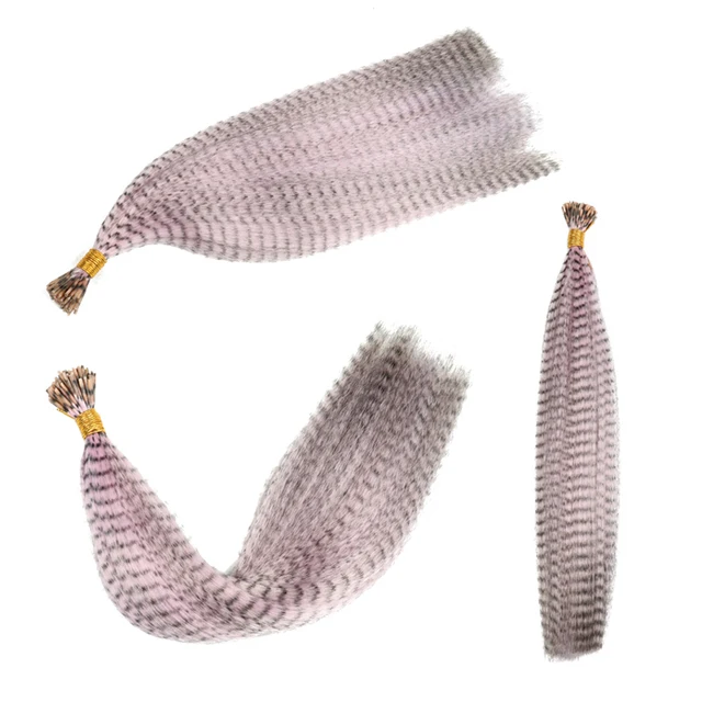 Feather  hair Colored Strands of Hair Extension False Rainbow Overhead Fake Coloring feather for Hair Synthetic 12