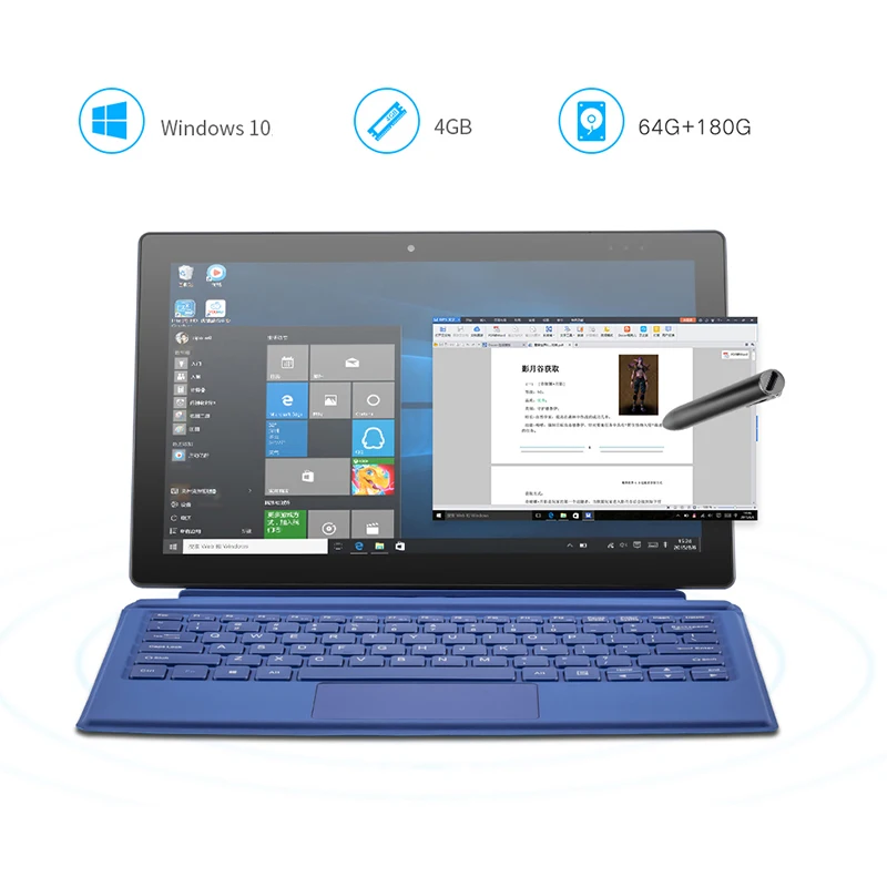 Pipo W11 2 в 1 планшет 11,6 дюймов Win 10 Intel N4100 Четырехъядерный 4 ГБ ОЗУ 64 Гб EMMC 180 ГБ SSD 1920x1080 Wifi с клавиатурой и ручкой
