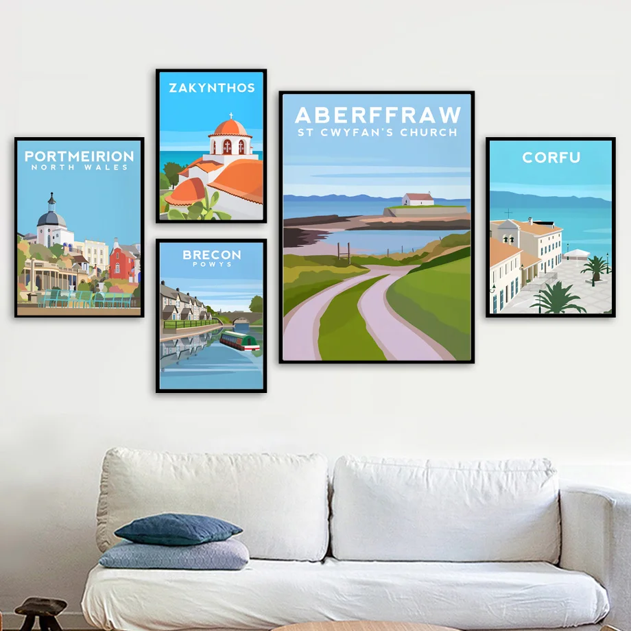 

Nordic Minimalism Travel Poster Greece Landscape Wall Art Print Canvas Painting Posters And Prints Wall Pictures For Living Room