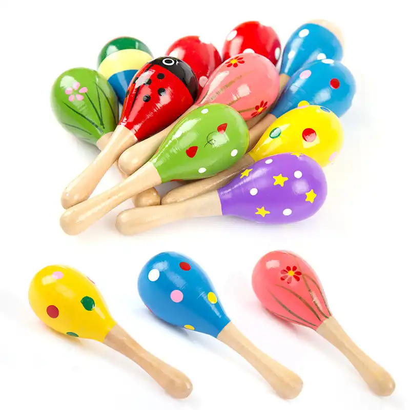 wooden baby maracas rattle