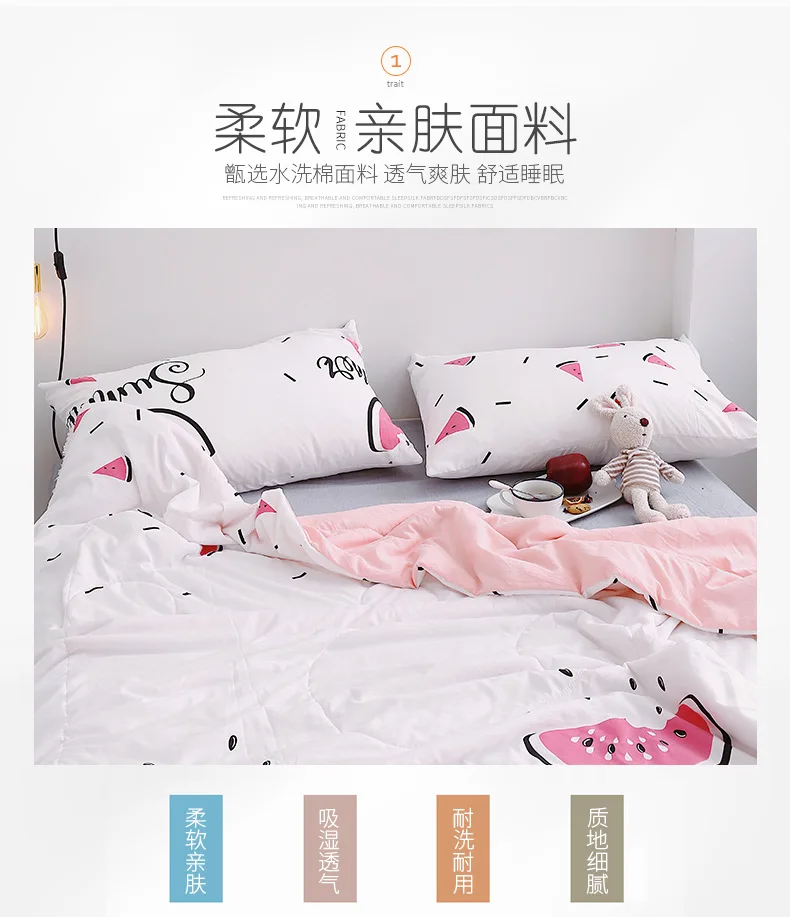 Strength Manufacturers Direct Selling New Style Single Double Summer Quilt Three-piece Set Machine Washable Washed Cotton Summer