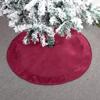 

90/127cm Round Christmas Tree Skirt Thick Embroidery Sequin Red Christmas Tree Skirts Floor Mat Carpet Christmas Decorations