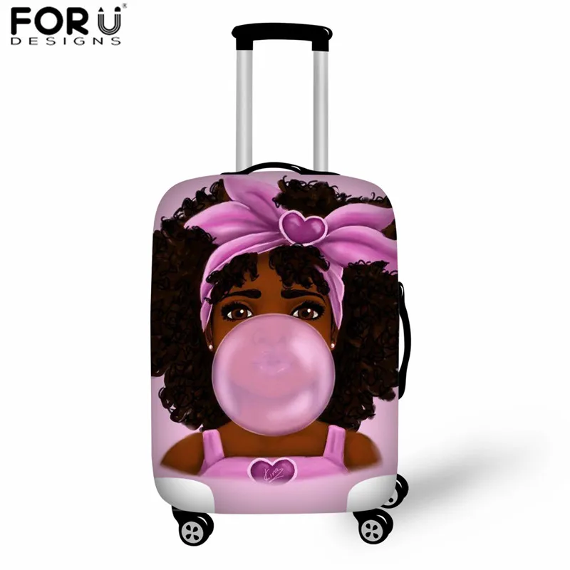 

FORUDESIGNS African Girls Suitcase Protective Cover Cartoon Black Art Lady Baggage Cover for Women Female Travel Accessories