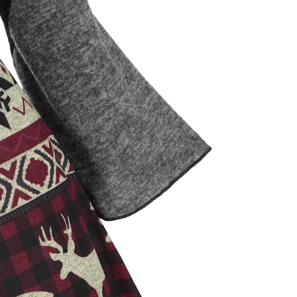 Christmas elk hooded high low flounce hem knitted dress Clearance