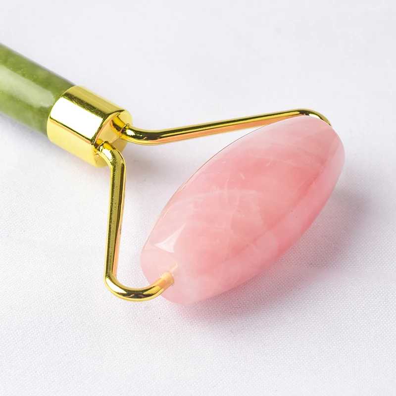 Natural Rose Quartz Facial Massager Green Jade Roller Gua Sha Tool