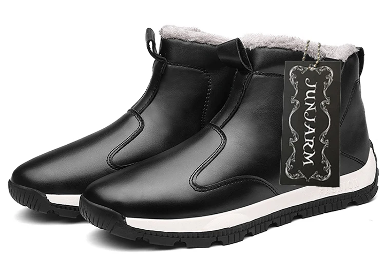 JUNJARM/Новые мужские ботинки зимние плюшевые теплые зимние ботинки мужские зимние ботинки Рабочая обувь Нескользящая Высококачественная Мужская обувь 39-45