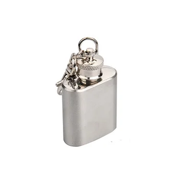 

50pcs High Quality 1oz Stainless Steel Mini Hip Flask with Keychain Outdoor Portable Metal Wine Pot WB1804