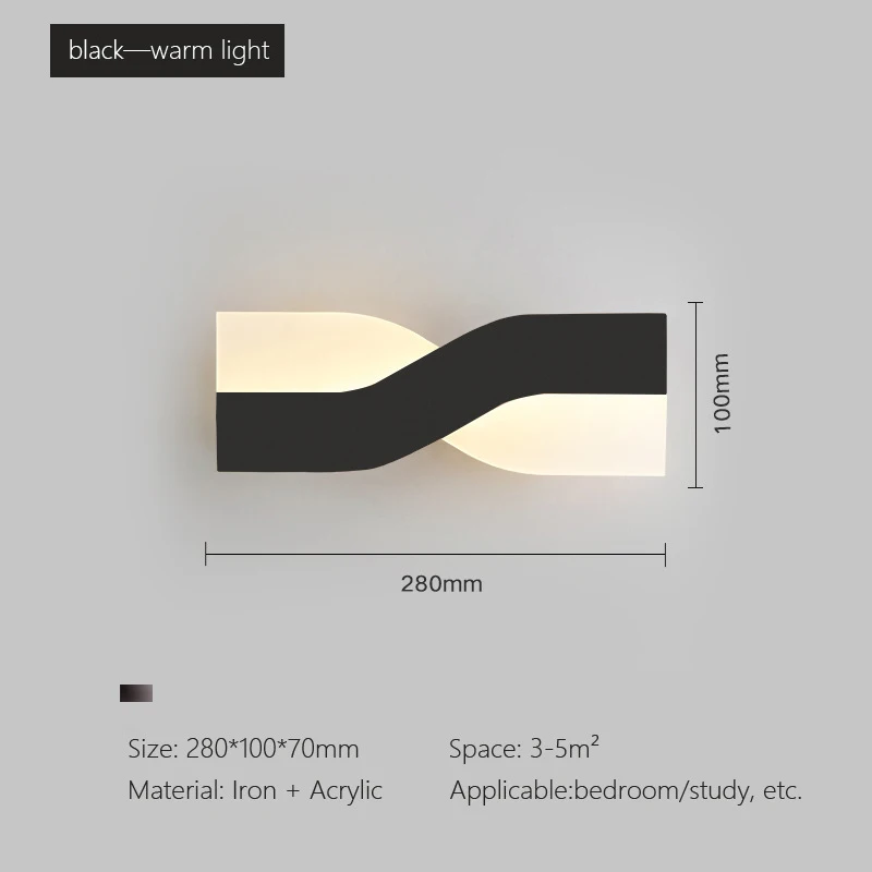 Минималистичный скандинавский стиль прикроватный настенный светильник для спальни 28 см 350 градусов Поворотный Настенный светильник для внутреннего декора ванной зеркальный свет - Цвет абажура: Black
