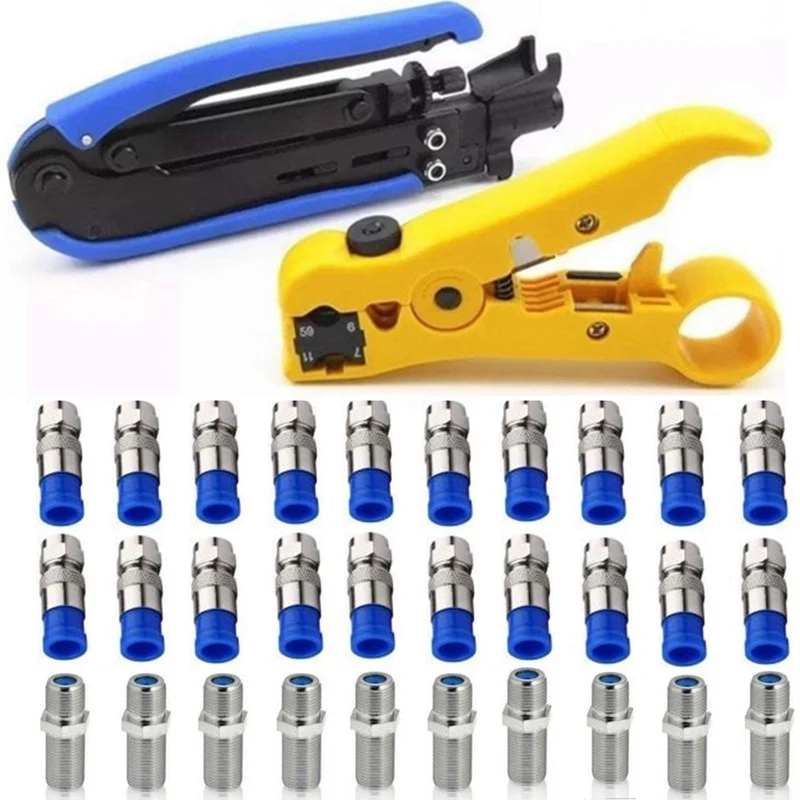 

Coaxial Compression Tool Coaxial Cable Reel Kit Adjustable Rg6 Rg59 Rg11 75-5 75-7 Coaxial Cable Strap Rg6 Connector