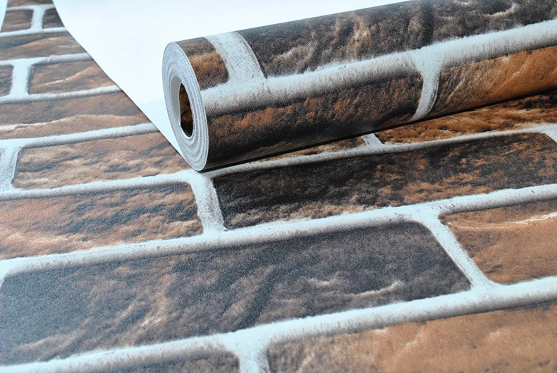 Рулон рулонной бумаги в деревенском стиле, винтажная 3D искусственная кирпичная стена, виниловая ПВХ Ретро промышленная Лофт настенная бумага, серый коричневый и красный моющийся