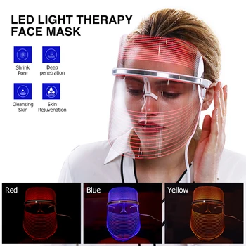 

Facial Beauty Tools 3Colors Photother LED Light Therapy Face Mask Anti Acne Skin Rejuvenation Removal USB Face Spa Instrument