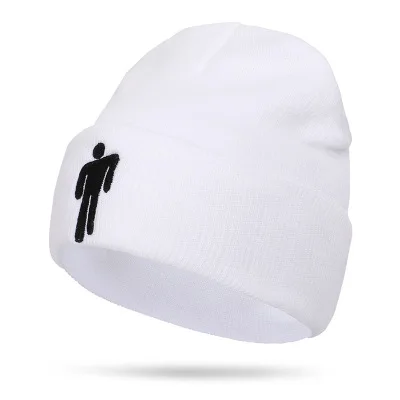 Зимние шапки для мужчин и женщин с вышивкой Billie Eilish Beanie Hat для женщин и мужчин, вязаные теплые однотонные хип-хоп повседневные с манжетами, широкий берет-Боб