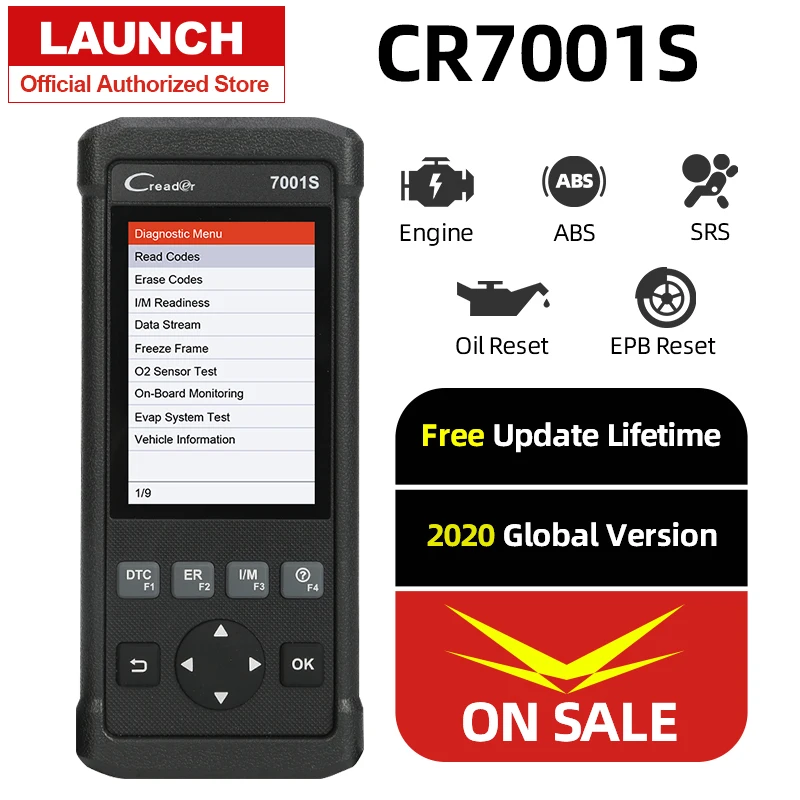 launch Creader 7001S OBD2 сканер автомобильный диагностический инструмент ABS SRS