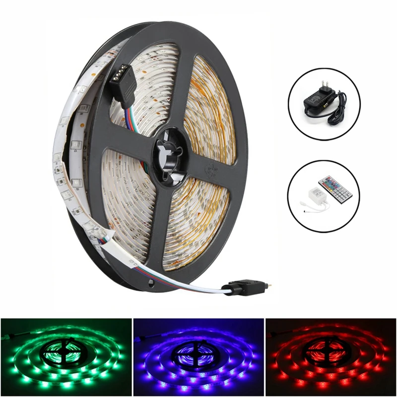 5 м 300 светодиодов 3528 Smd Rgb светодиодный светильник полосы + 44 клавишный ИК пульт