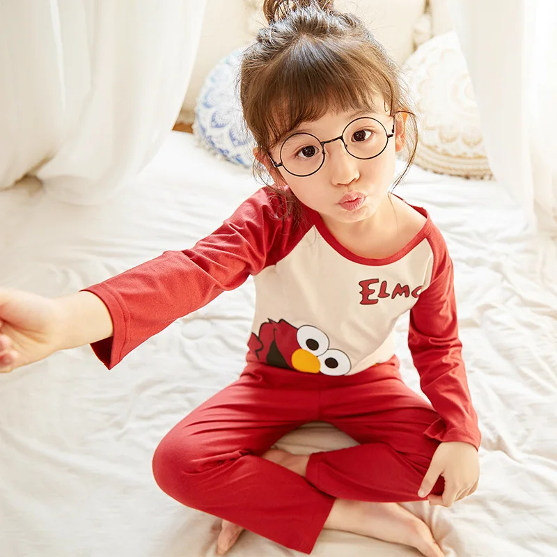 

[XZ # Collection] Long-sleeved Pullover Cartoon Cute Sweet Casual Pajamas Tracksuit Big Boy Two-Piece Set
